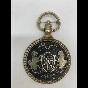 Benedikt New York Signed Lion Crest "Pocket Watch" Pin Vintage Costume Brooch